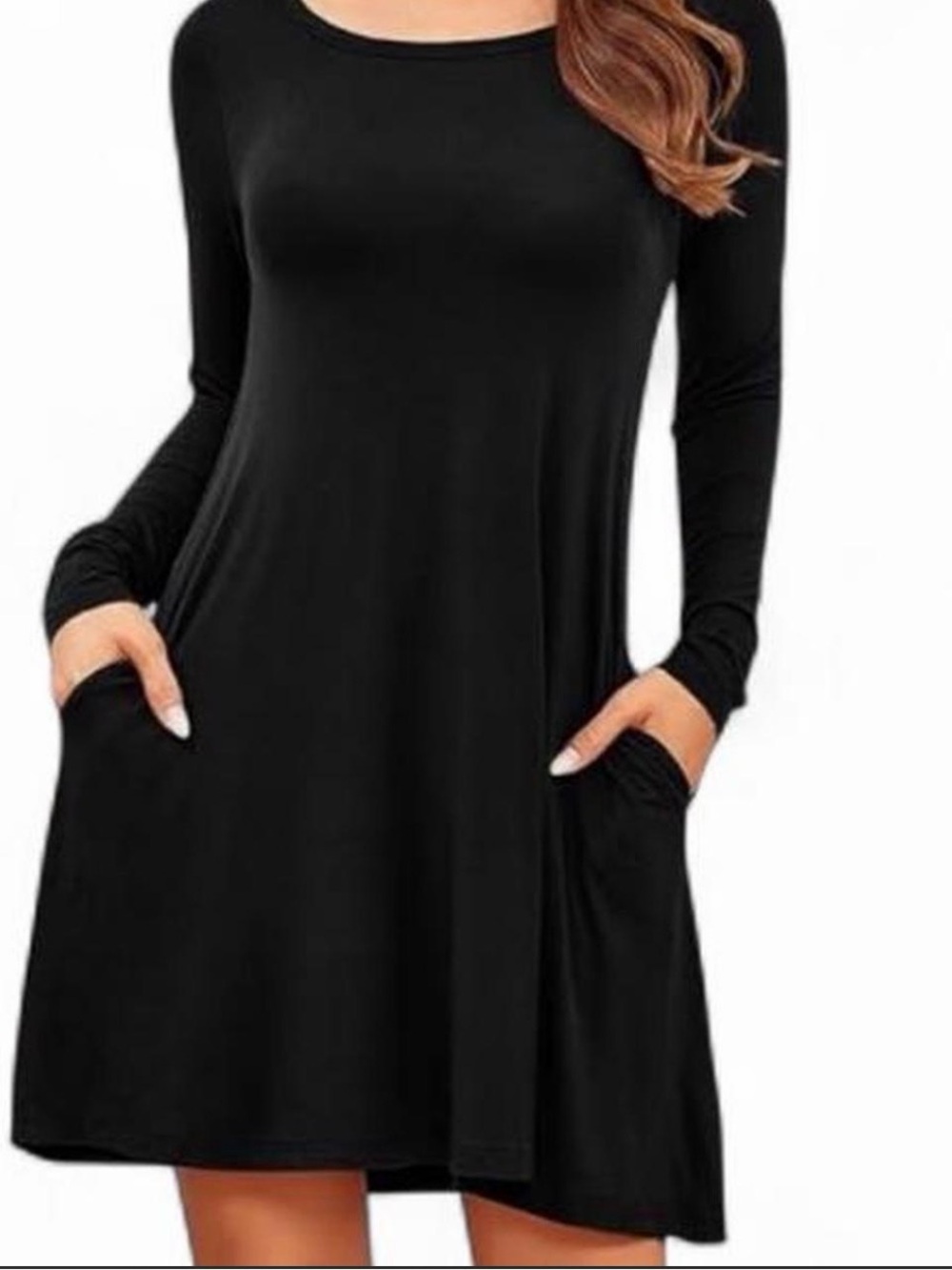 NWT’s Women’s Black Long Sleeve Pocket Swing Dress